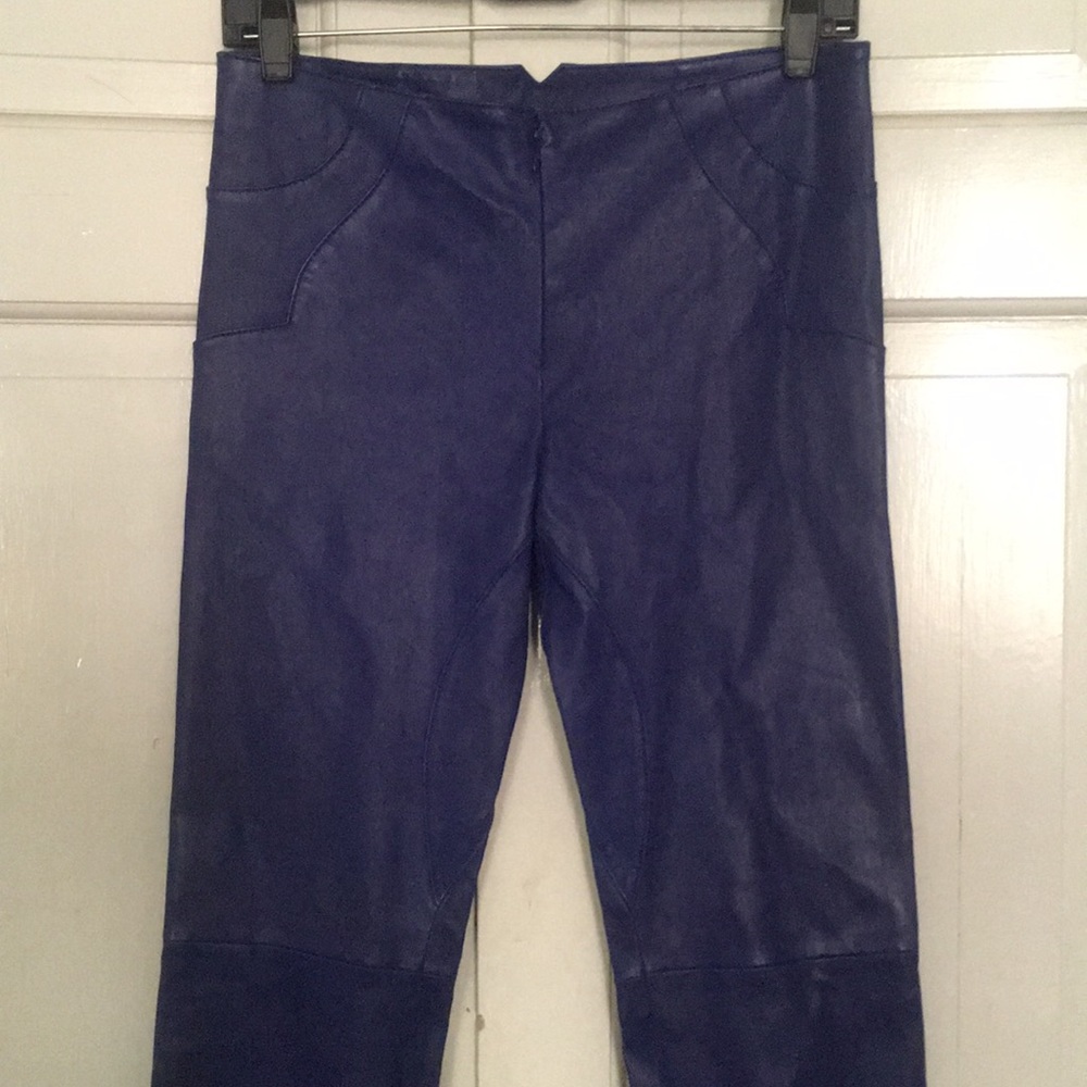 Luc Duchene cobalt leather pants NWT